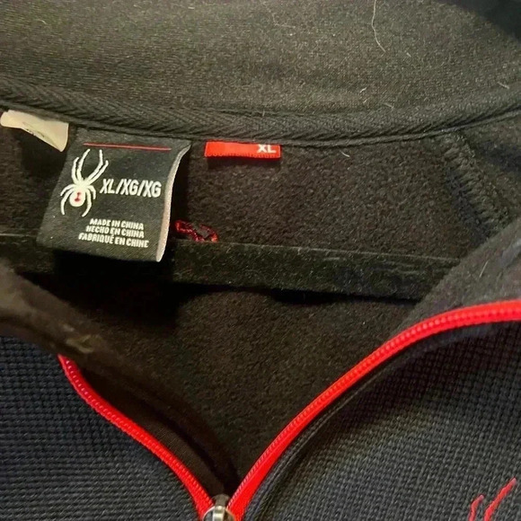 SPYDER MEN'S FLEECE LINED BLACK/RED ZIP UP CORE SWEATER: SIZE ( US XL ) - Picture 2 of 6